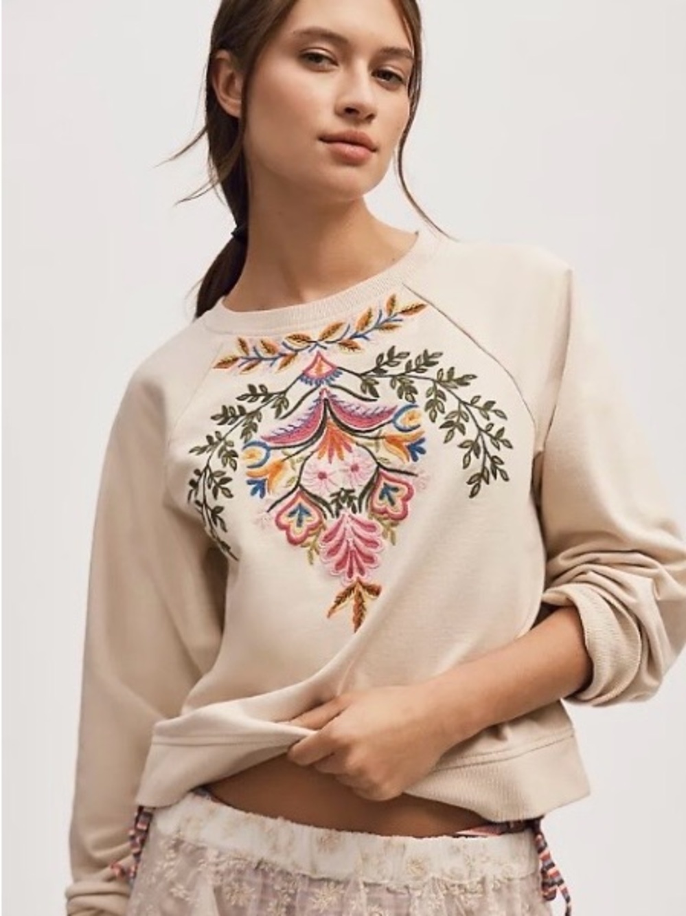By Anthropologie Embroidered Sweatshirt Size XS